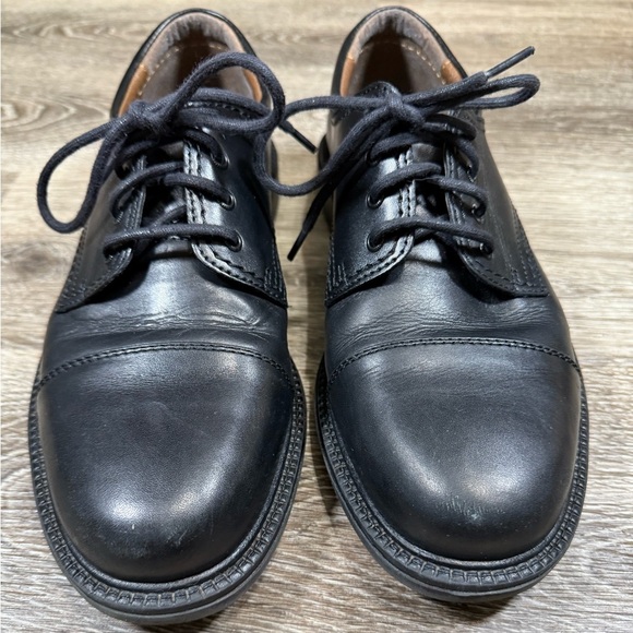 Dockers Shoes Sz 8 Mens Black Leather Gordon Cap Toe Oxfords Laces - Picture 1 of 7